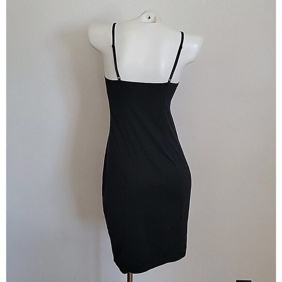 Victoria Secret Chemise Slip Dress Black Square Neck Bodycon Coquette Preppy - Picture 3 of 14